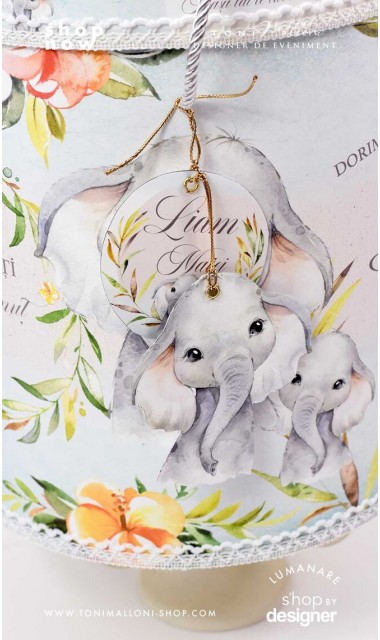 Trusou botez elefant personalizat si brodat Baby Boy Elephant 1